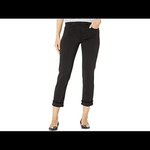 Black , crop, straight leg jean